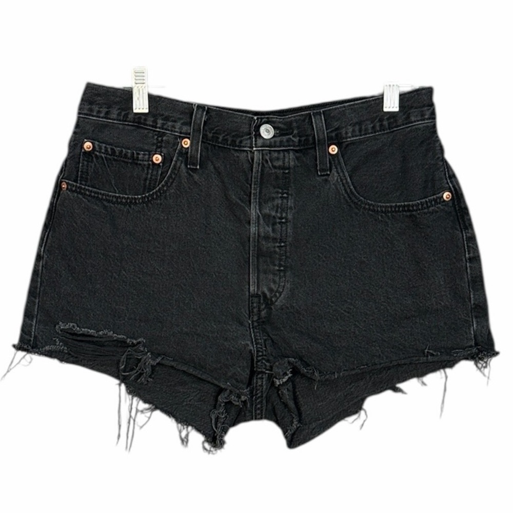 Levi's 501 Black Distressed Cut-Off Denim Shorts Women's 31
